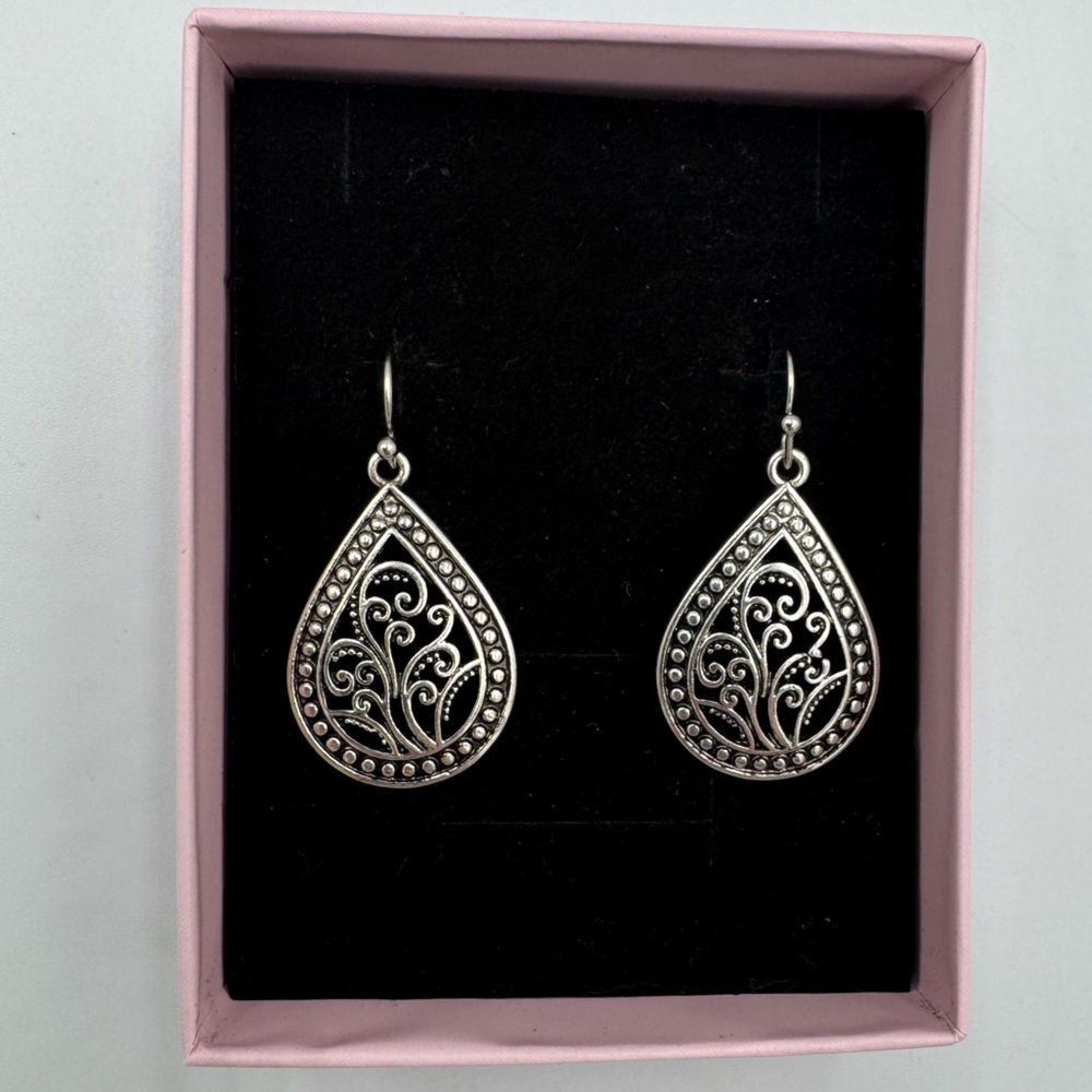 New Tibetan Silver Tone Teardrop Dangle Earrings